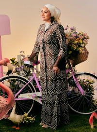 Tun Farah Embroidered Eyelet Kurung - Coco