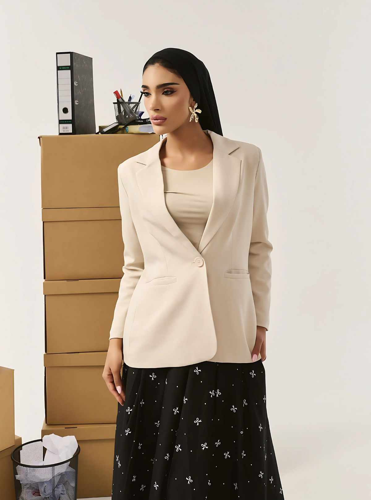 Ellie Sleek Cut Lapel Collar Blazer - Spanish Latte