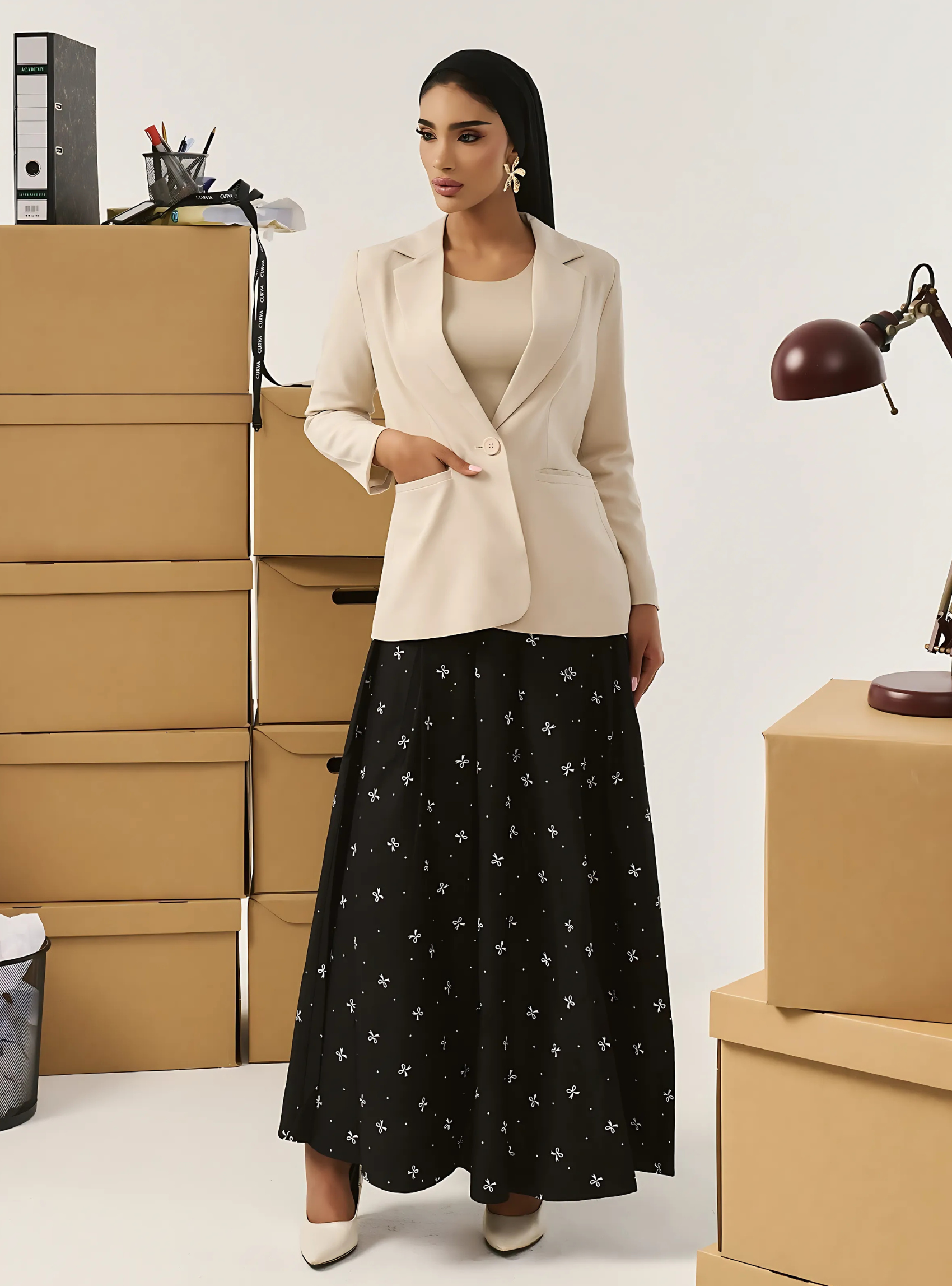 Ellie Sleek Cut Lapel Collar Blazer - Spanish Latte
