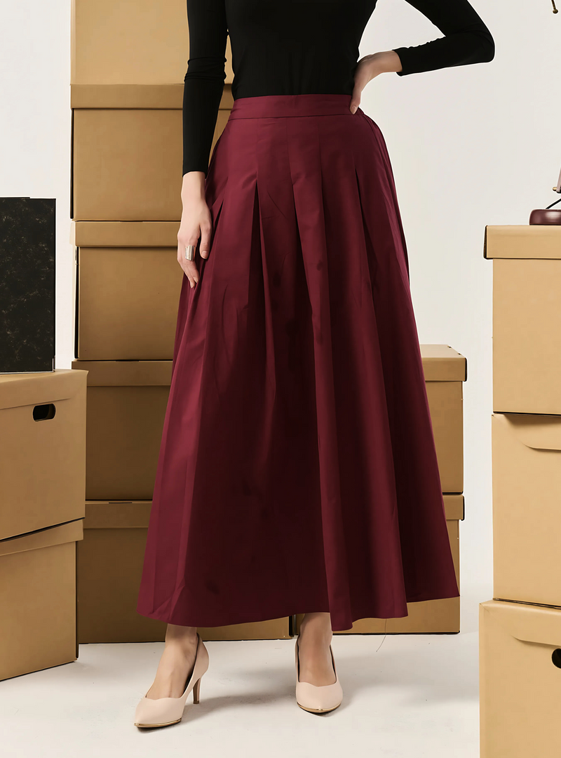 Gemma Poplin Skirt - Maroon