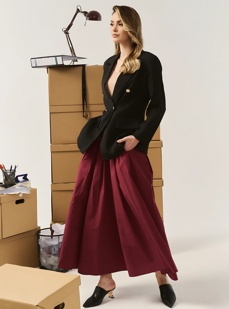 Gemma Poplin Skirt - Maroon