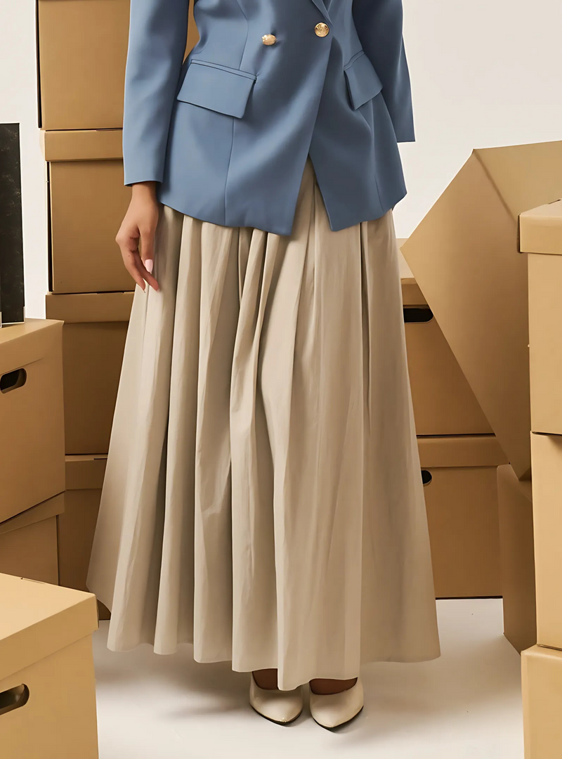 Sadie Poplin Skirt - Sand Grey