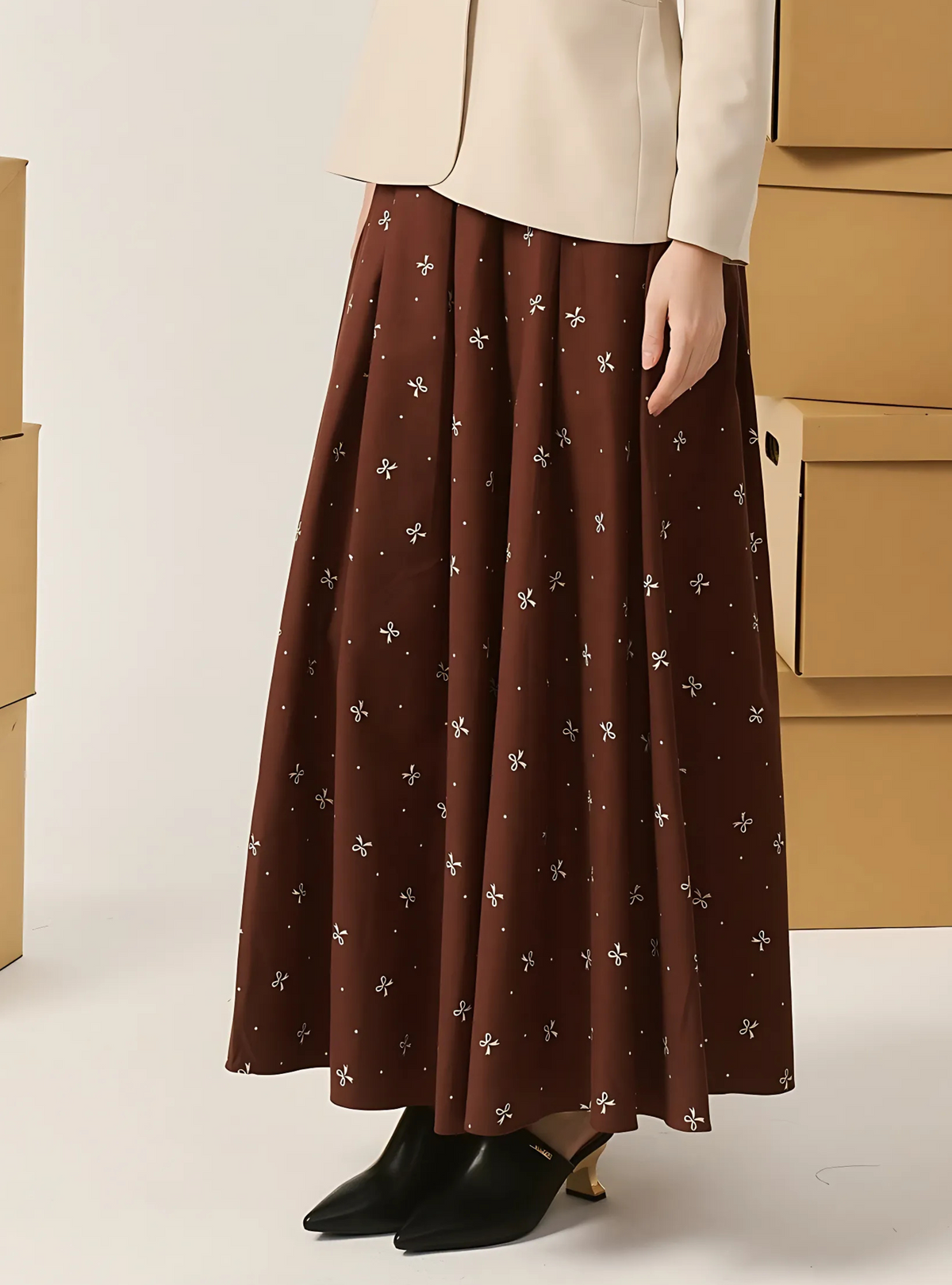 Alice Poplin Skirt - Brown Coquette
