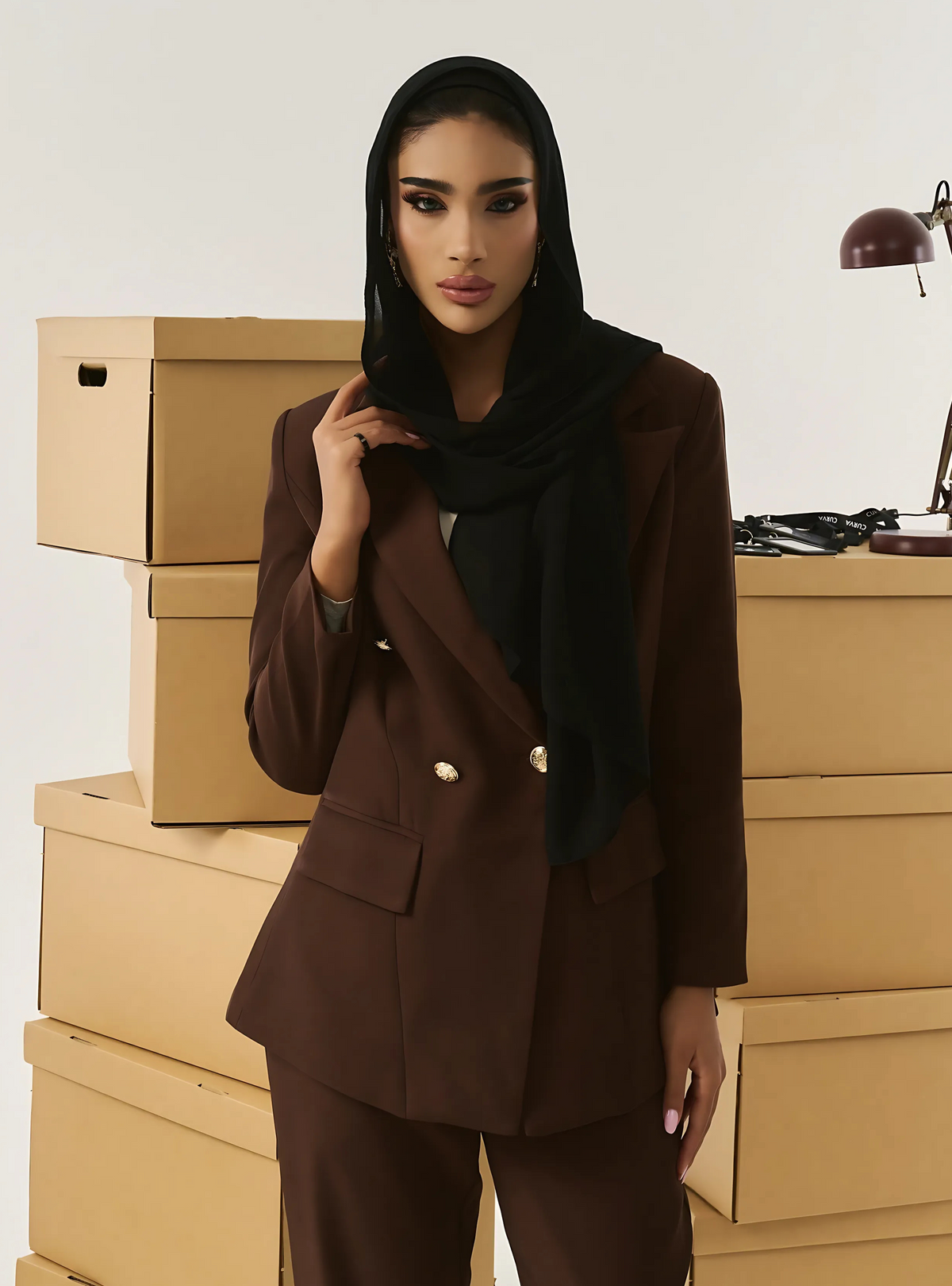 Carmen Double Breasted Blazer - Espresso