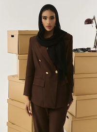 Carmen Double Breasted Blazer - Espresso