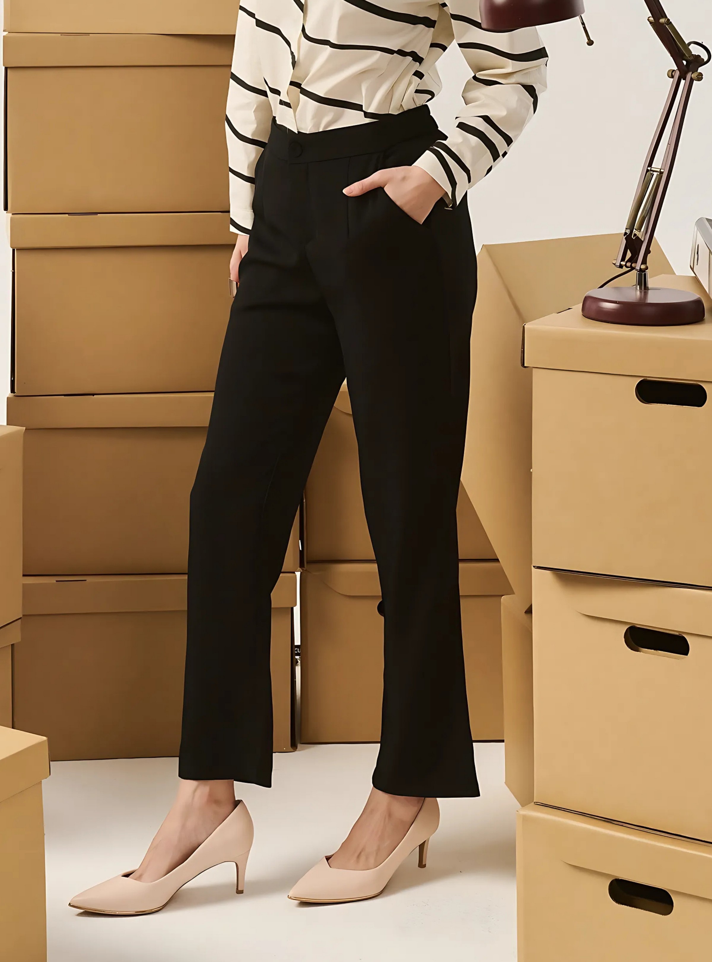 Cleo Straight Cut Slacks - Black