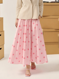 Bonnie Poplin Skirt - Pink Dotted