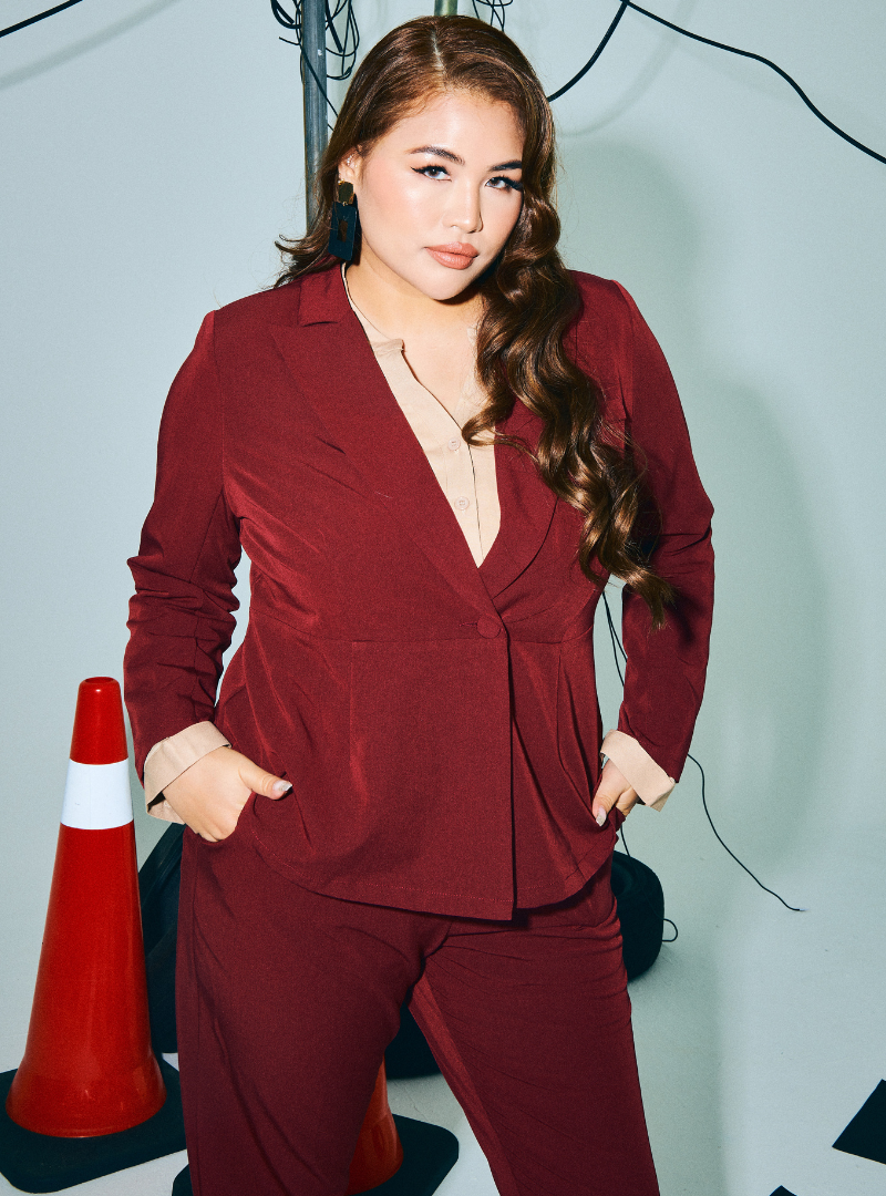 peplum maroon