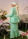 Tun Zera Peplum Embroidered Eyelet Kurung - Mint Green