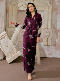 Manis Kaisara Embroidered Kebaya Kurung - Wine