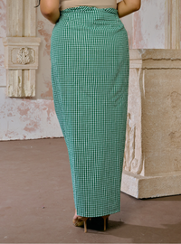 Melly Instant Pario Wrap Skirt Only - Emerald Checked