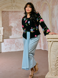 Melly Instant Pario Wrap Skirt Only - Stone Checked