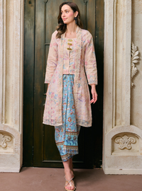 Sulam Ramlah Embrodered Kebarung Top Only - Blue Pink