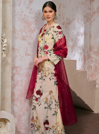 Amira Organza Selendang - Maroon