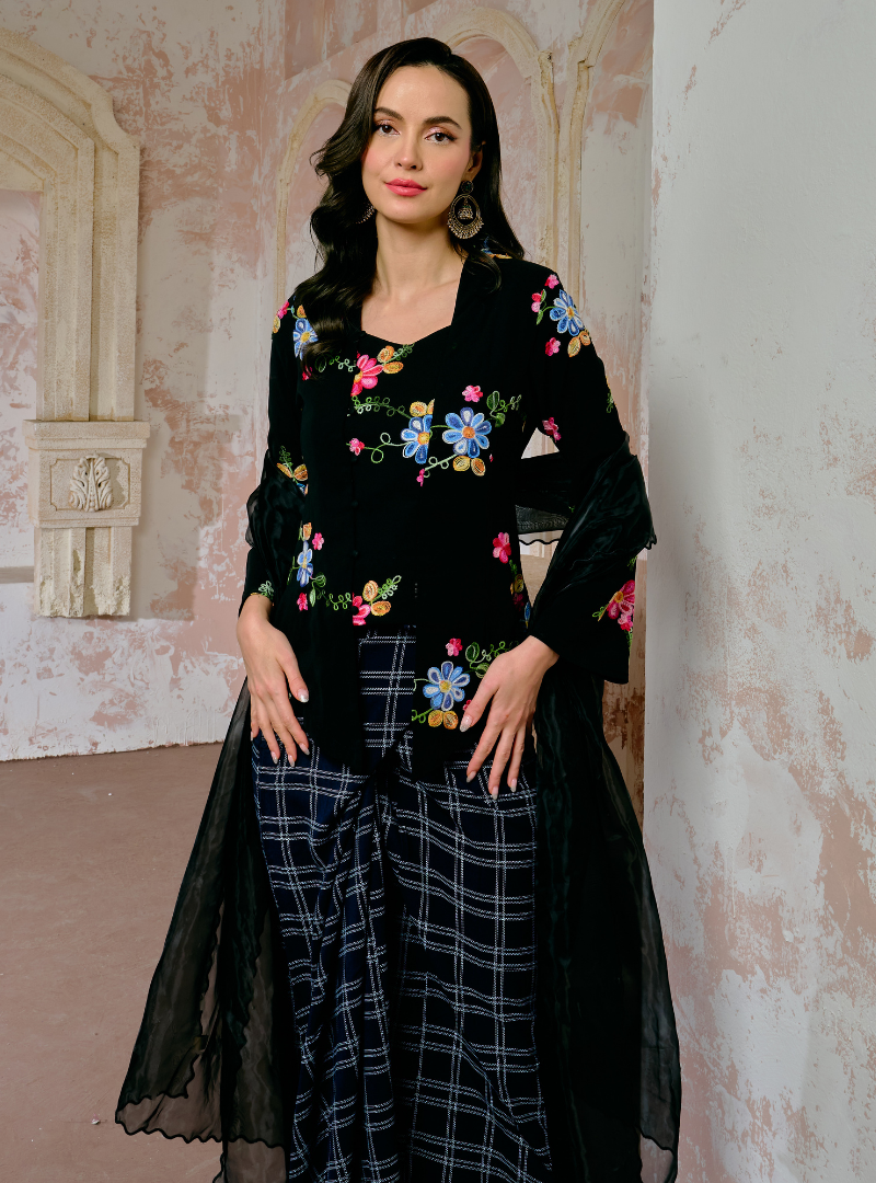 Manis Mawar Kebaya Top Only - Black