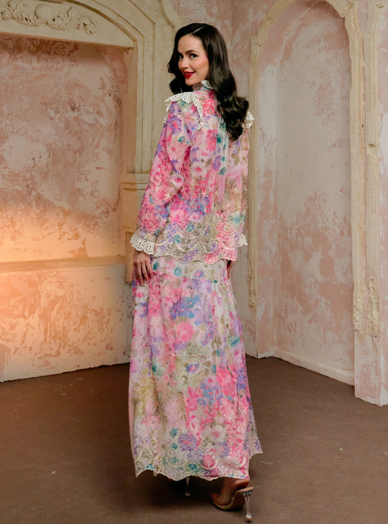 Leah Floral Ruffled Kurung Set