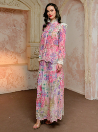 Leah Floral Ruffled Kurung Set