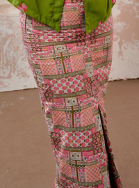 Naylah Songket Front Fold Skirt - Strawberry Pink
