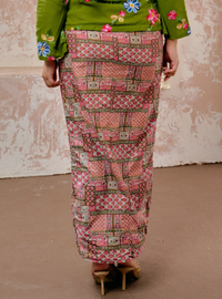 Naylah Songket Front Fold Skirt - Strawberry Pink