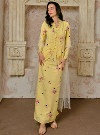 Manis Kaisara Embroidered Kebaya Kurung - Butter Yellow