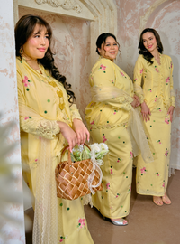 Manis Kaisara Embroidered Kebaya Kurung - Butter Yellow