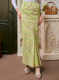 Naylah Songket Front Fold Skirt - Matcha Pink