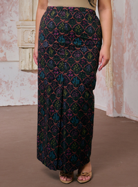 Naylah Songket Front Fold Skirt - Black Songket
