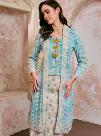 Sulam Ramlah Embrodered Kebarung Top Only - Baby Teal