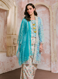 Sulam Ramlah Embrodered Kebarung Top Only - Baby Teal