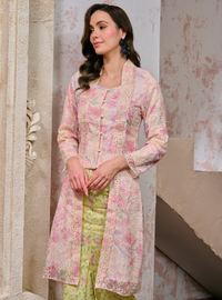 Sulam Ramlah Embrodered Kebarung Top Only - Pink