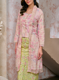 Sulam Ramlah Embrodered Kebarung Top Only - Pink