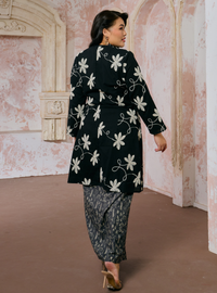 Sulam Leha Embroidered Kebarung Top Only - Black