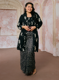 Sulam Leha Embroidered Kebarung Top Only - Black