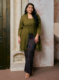 Sulam Saodah Lace Kebarung Top Only - Olive