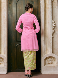 Sulam Saodah Lace Kebarung Top Only - Strawberry Pink