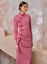 Sulam Yuri Mandarin Oriental Kurung - Red Gingham