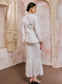 Sulam Salmah Eyelet Kebaya Kurung - White