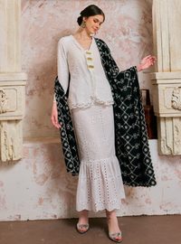 Sulam Salmah Eyelet Kebaya Kurung - White