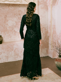 Manis Thania Asymmetrical Kurung Pahang - Black