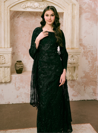 Manis Thania Asymmetrical Kurung Pahang - Black