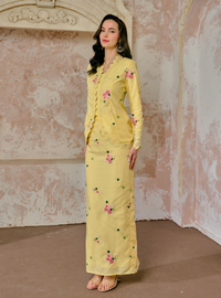 Manis Kaisara Embroidered Kebaya Kurung - Butter Yellow