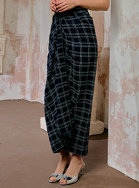 Melly Instant Pario Wrap Skirt Only - Navy Double Line