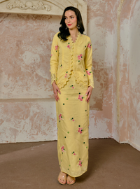 Manis Kaisara Embroidered Kebaya Kurung - Butter Yellow