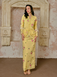 Manis Kaisara Embroidered Kebaya Kurung - Butter Yellow
