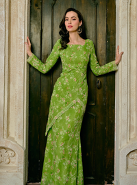 Manis Larnia Asymmetrical Kurung Pahang - Matcha