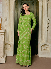 Manis Larnia Asymmetrical Kurung Pahang - Matcha