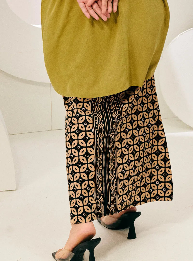 NAVY TIMOR PRINT SONGKET SKIRT