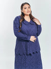 A woman Navy Tun Hasmah Eyelet Skirt Set