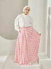 A woman wearing Pink Jane Checked Skirt