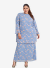 A woman dressed in Powder Blue Printed Chiffon